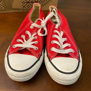 Gently worn Red & White low top Converse